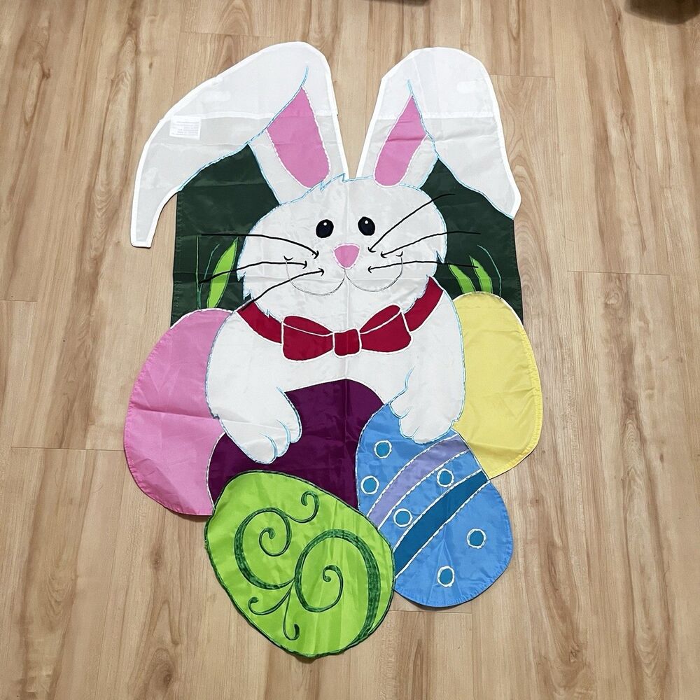 Evergreen Enterprises Easter Bunny with Easter Eggs Decorative House Garden Flag